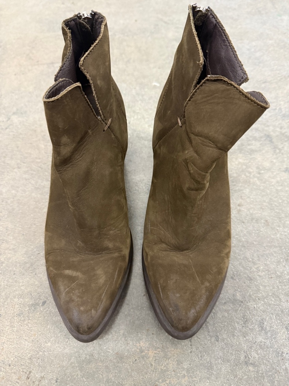 Steve Madden Olive Suede Pointed Toe Ankle Booties